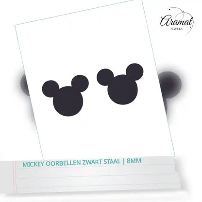 Mickey Oorbellen Zwart Staal | 8mm by@Outfy