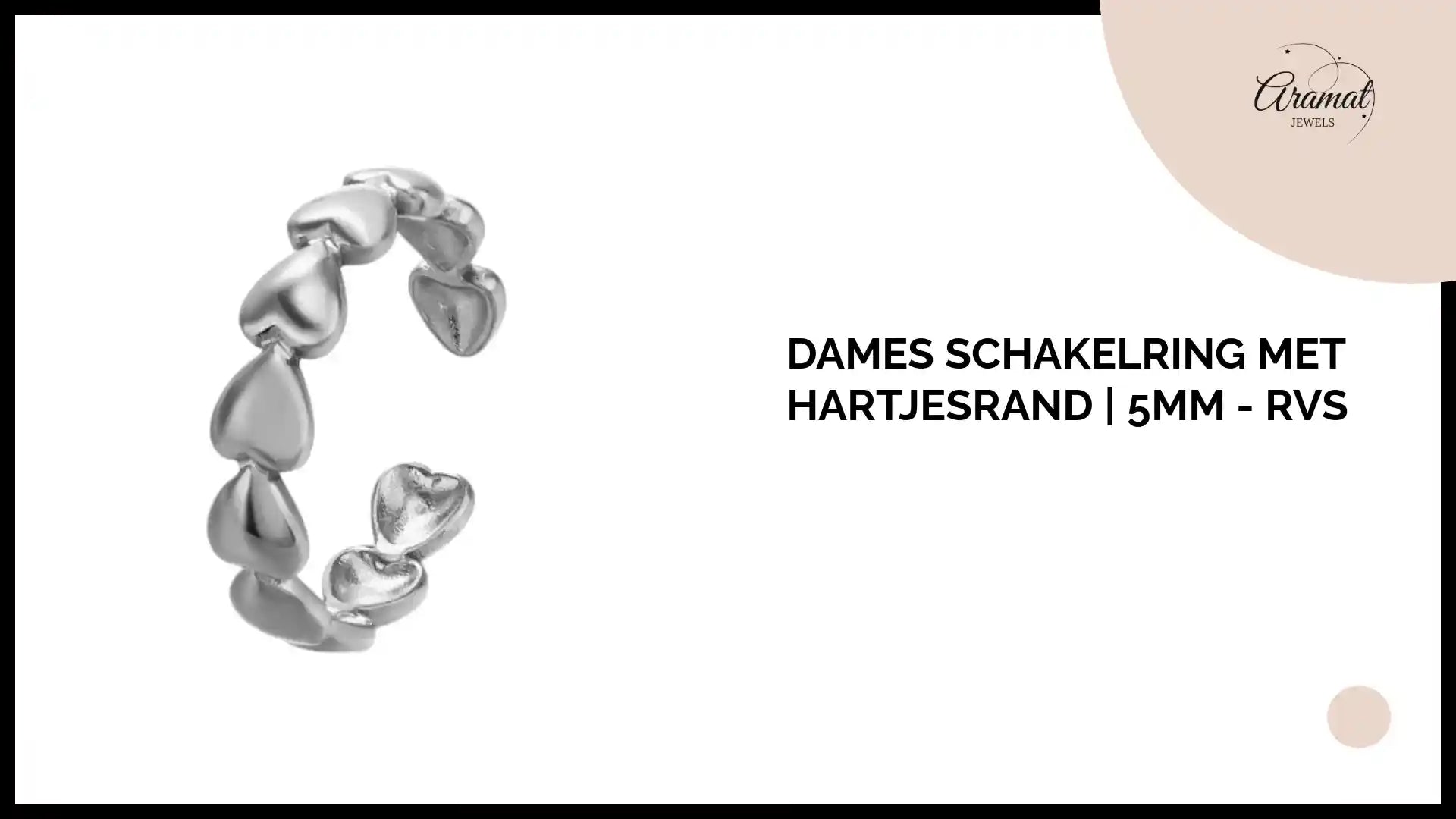 Dames Schakelring met Hartjesrand | 5mm - RVS by@Outfy