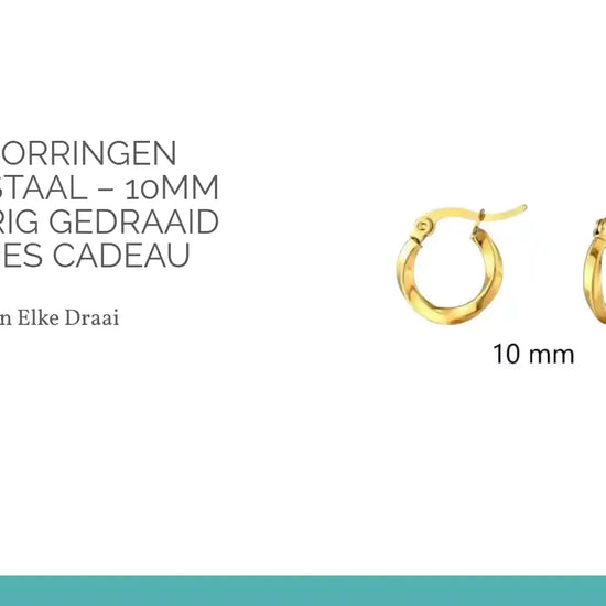Huggie Oorringen Roestvrij Staal &ndash; 10mm Goudkleurig Gedraaid Smal Dames Cadeau by@Outfy