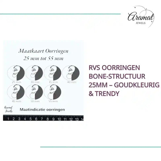 RVS Oorringen Bone-structuur 25mm &ndash; Goudkleurig &amp; Trendy by@Outfy