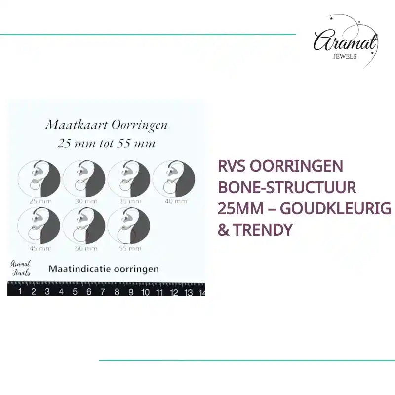 RVS Oorringen Bone-structuur 25mm &ndash; Goudkleurig &amp; Trendy by@Outfy