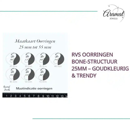 RVS Oorringen Bone-structuur 25mm &ndash; Goudkleurig &amp; Trendy by@Outfy