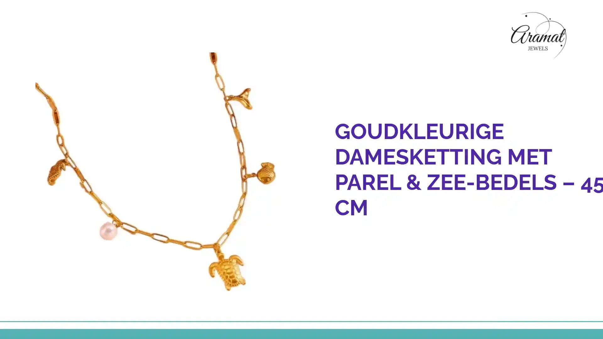 Goudkleurige damesketting met parel & zee-bedels &ndash; 45 cm by@Outfy