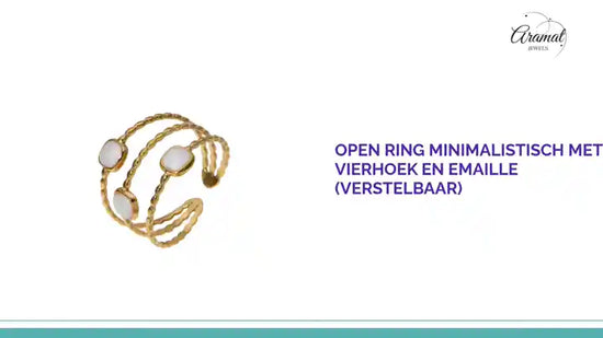 Open Ring Minimalistisch met Vierhoek en Emaille (Verstelbaar) by@Outfy