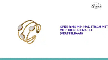 Open Ring Minimalistisch met Vierhoek en Emaille (Verstelbaar) by@Outfy