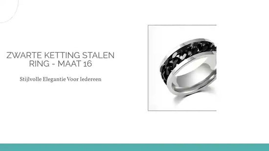 Zwarte Ketting Stalen Ring - Maat 16 by@Outfy