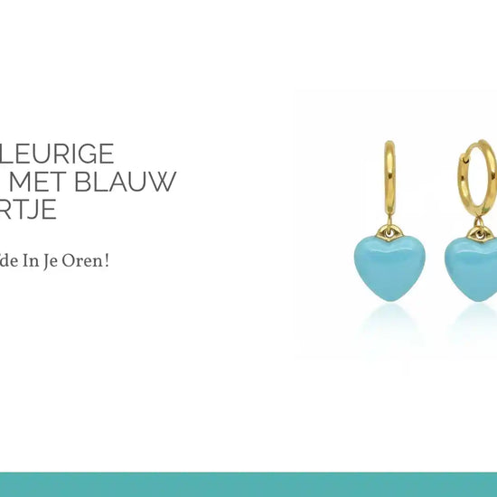 Goudkleurige Oorringen met Blauw Hartje by@Outfy