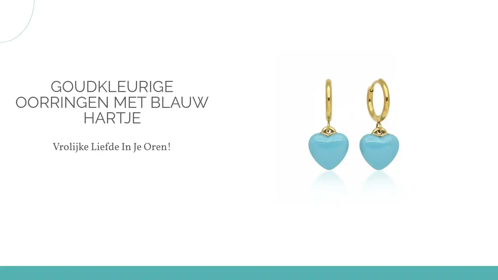 Goudkleurige Oorringen met Blauw Hartje by@Outfy