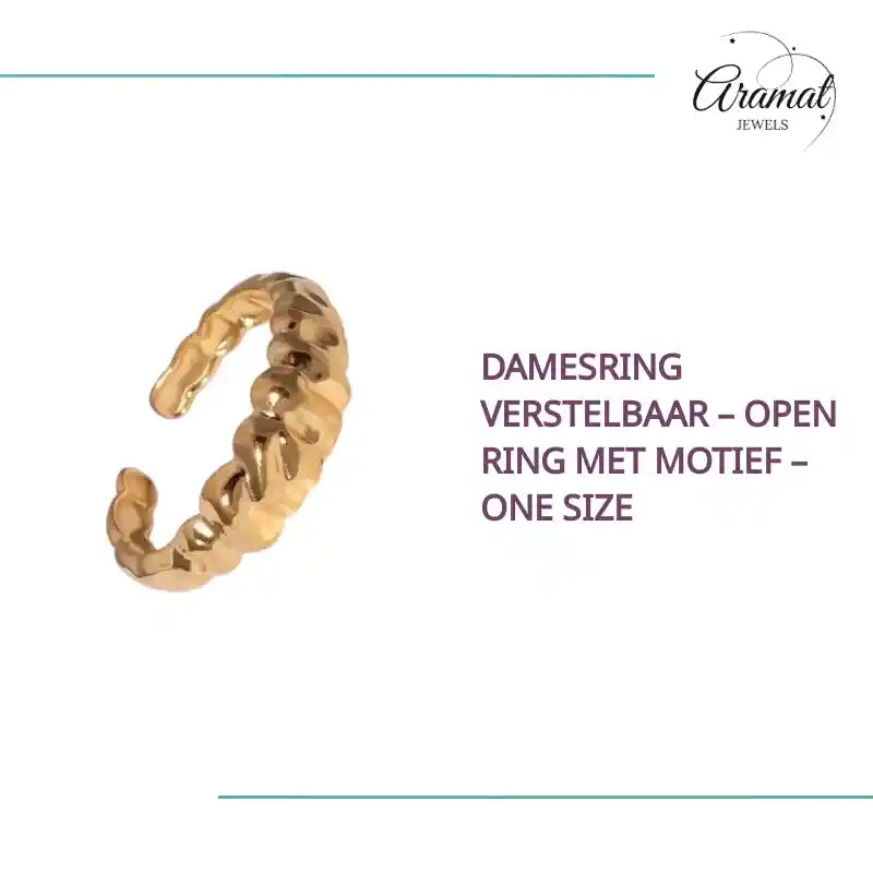 Damesring Verstelbaar &ndash; Open Ring met Motief &ndash; One Size by@Outfy