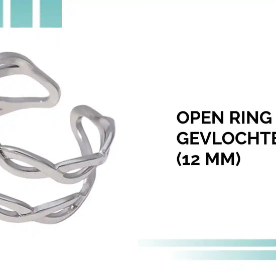 Open Ring RVS met Gevlochten Lijnen (12 mm) by@Outfy