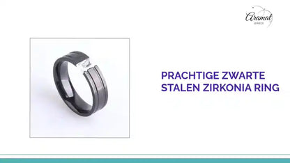 Prachtige Zwarte Stalen Zirkonia Ring by@Outfy