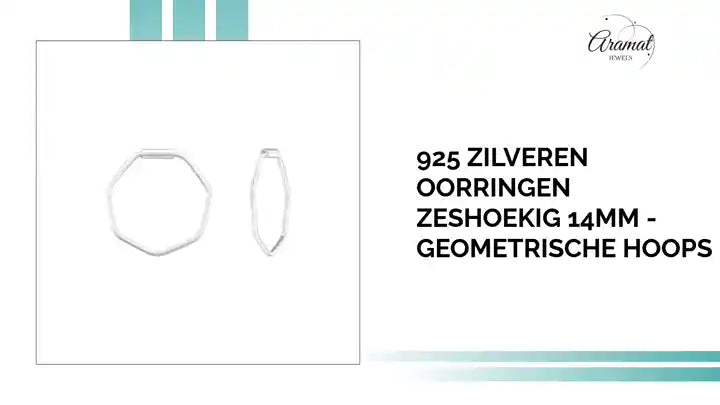 925 Zilveren Oorringen Zeshoekig 14mm - Geometrische Hoops by@Outfy