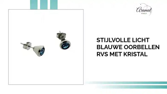 Stijlvolle Licht Blauwe Oorbellen RVS met kristal by@Outfy
