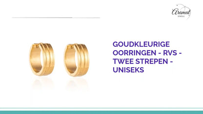 Goudkleurige Oorringen - RVS - Twee Strepen - Uniseks by@Outfy