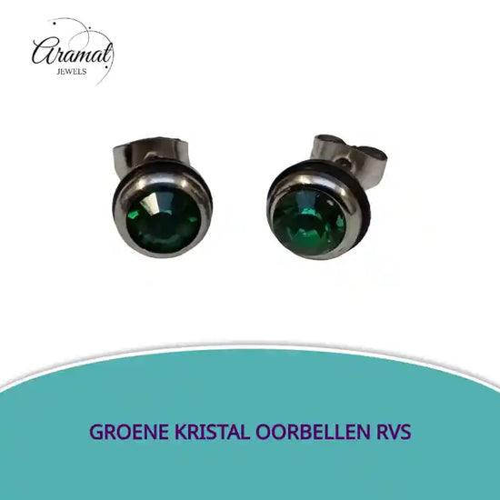Groene Kristal Oorbellen rvs by@Outfy