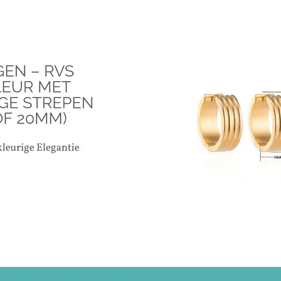 Oorringen &ndash; RVS Goudkleur met Drievoudige Strepen (13mm of 20mm) by@Outfy