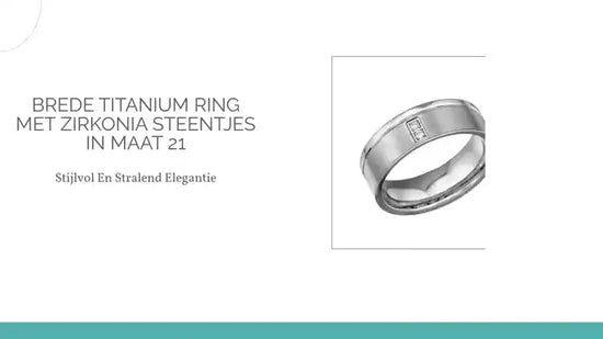 Brede Titanium Ring met Zirkonia Steentjes in Maat 21 by@Outfy