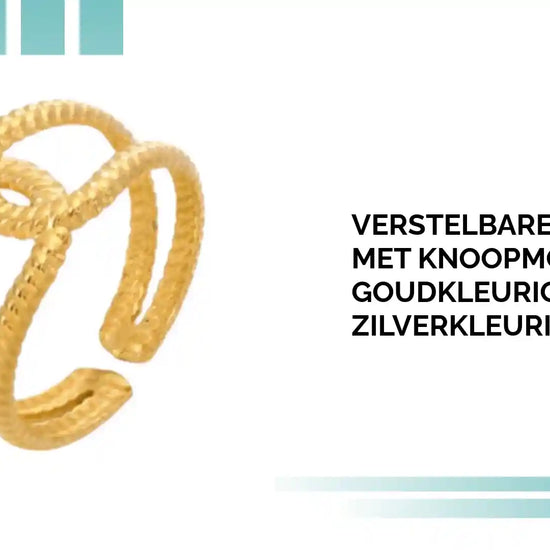 Verstelbare Stalen Ring met Knoopmotief &ndash; Goudkleurig of Zilverkleurig by@Outfy