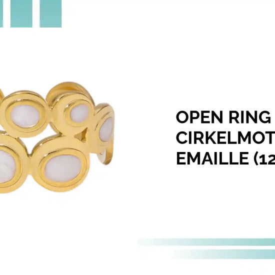 Open Ring RVS met Cirkelmotief en Emaille (12 mm) by@Outfy