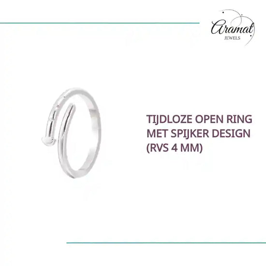 Tijdloze Open Ring met Spijker Design (RVS 4 mm) by@Outfy