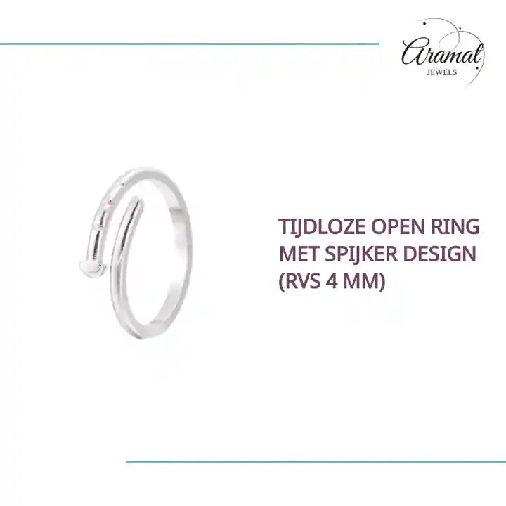 Tijdloze Open Ring met Spijker Design (RVS 4 mm) by@Outfy