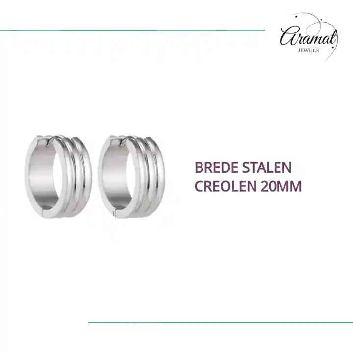 Brede Stalen Creolen 20mm by@Outfy