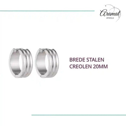 Brede Stalen Creolen 20mm by@Outfy
