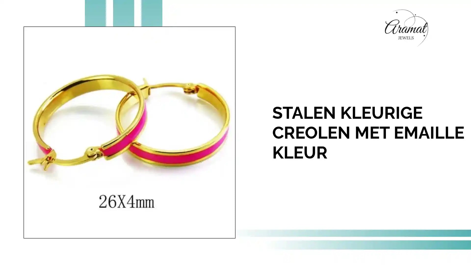 Stalen Kleurige Creolen met emaille kleur by@Outfy