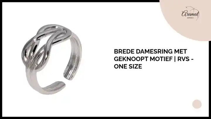 Brede Damesring met Geknoopt Motief | RVS - One Size by@Outfy
