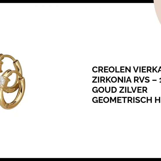 Creolen Vierkante Zirkonia RVS &ndash; 15mm Goud Zilver Geometrisch Huggie by@Outfy