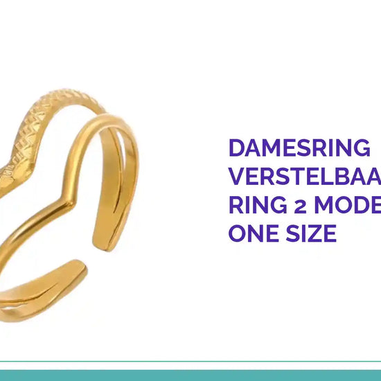 Damesring Verstelbaar - Open Ring 2 Mode Strepen - One Size by@Outfy
