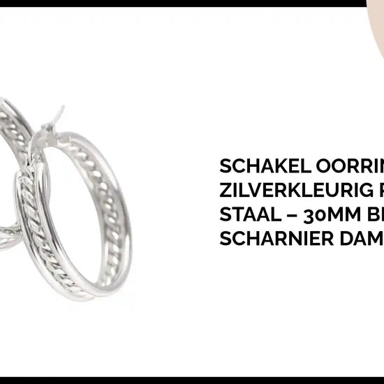 Schakel Oorringen Zilverkleurig Roestvrij Staal &ndash; 30mm Breed Scharnier Dames by@Outfy
