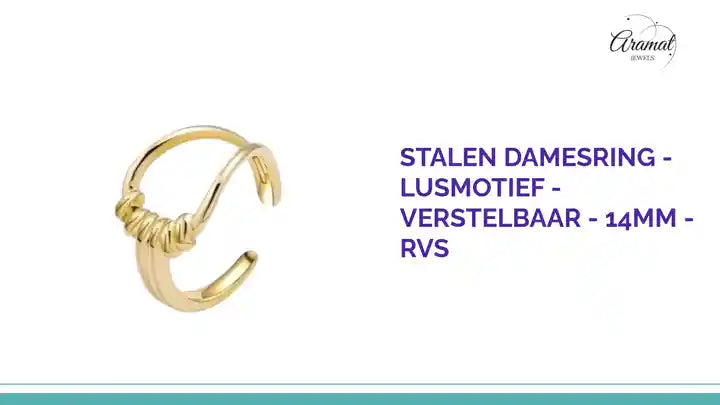 Stalen Damesring - Lusmotief - Verstelbaar - 14mm - RVS by@Outfy