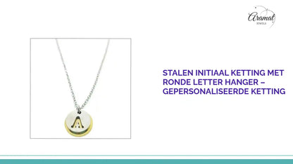 Stalen Initiaal Ketting met Ronde Letter Hanger &ndash; Gepersonaliseerde Ketting by@Outfy