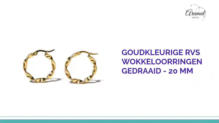 Goudkleurige RVS Wokkeloorringen Gedraaid - 20 mm by@Outfy