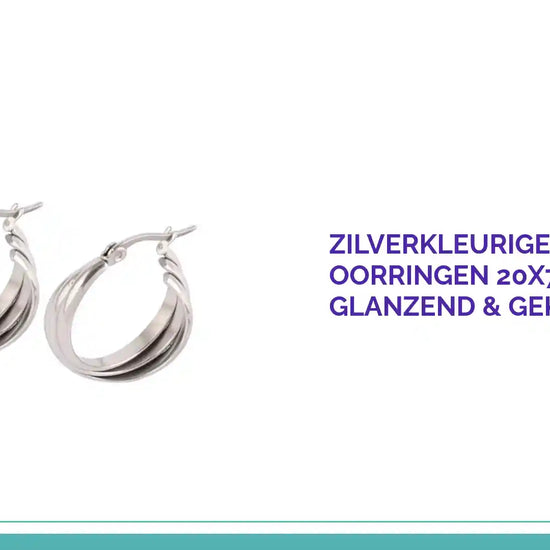Zilverkleurige Triple Oorringen 20x7,5mm &ndash; Glanzend &amp; Gekruist by@Outfy