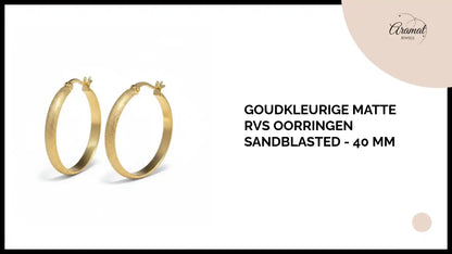 Goudkleurige Matte RVS Oorringen Sandblasted - 40 mm by@Outfy
