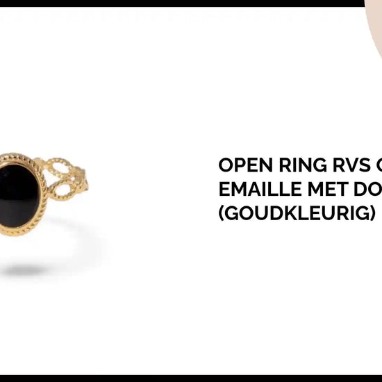 Open Ring RVS Ovaal Emaille met Dot Reli&euml;f (Goudkleurig) by@Outfy