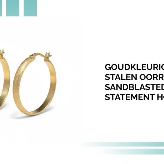 Goudkleurige Matte Stalen Oorringen Sandblasted &ndash; 40 mm Statement Hoepel by@Outfy