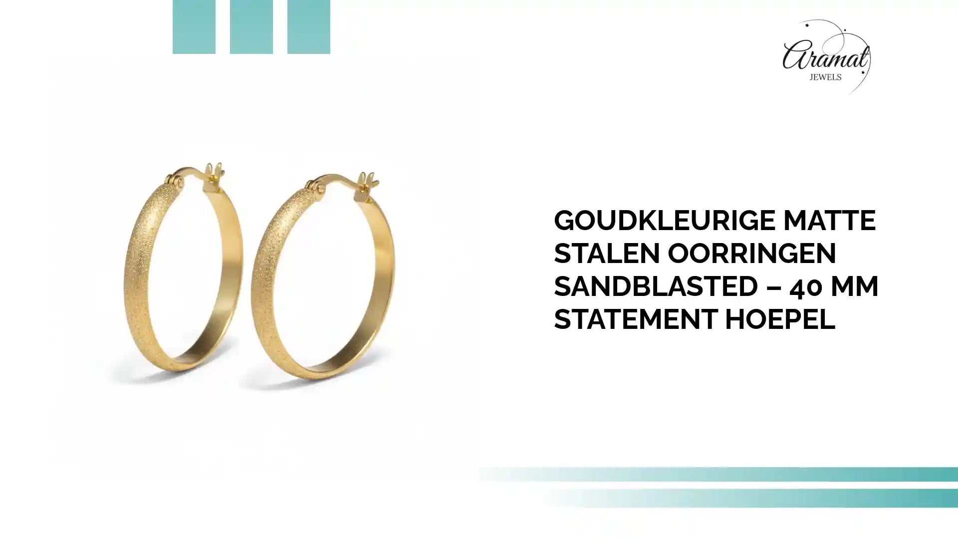 Goudkleurige Matte Stalen Oorringen Sandblasted &ndash; 40 mm Statement Hoepel by@Outfy
