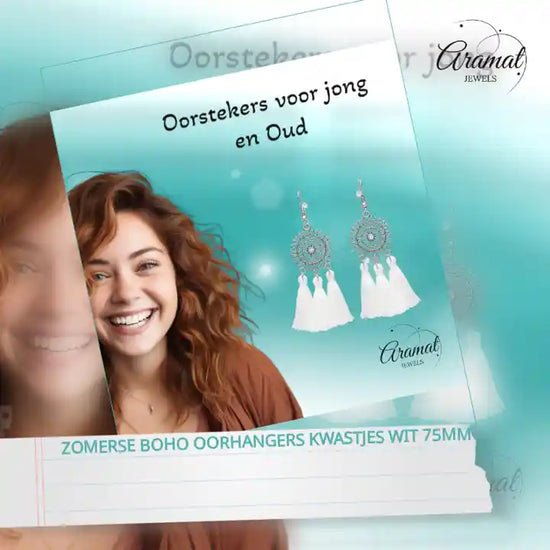 Zomerse Boho Oorhangers Kwastjes Wit 75mm by@Outfy