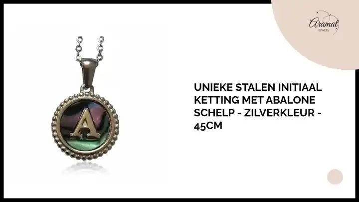 Unieke Stalen Initiaal Ketting met Abalone Schelp - Zilverkleur - 45cm by@Outfy