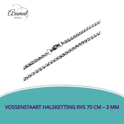 Vossenstaart Halsketting RVS 70 cm &ndash; 3 mm by@Outfy
