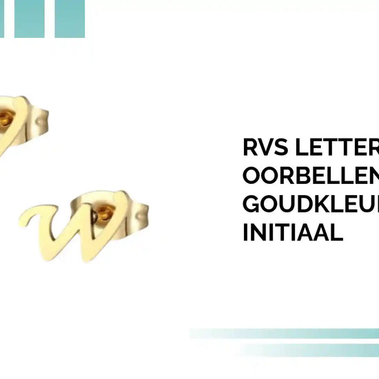 RVS Letter W Oorbellen Goudkleurig &ndash; Initiaal by@Outfy