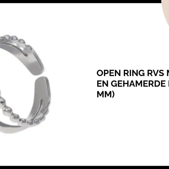 Open Ring RVS met Dot en Gehamerde Lijn (7 mm) by@Outfy