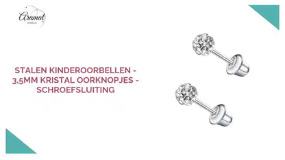 Stalen kinderoorbellen - 3,5mm kristal oorknopjes - schroefsluiting by@Outfy
