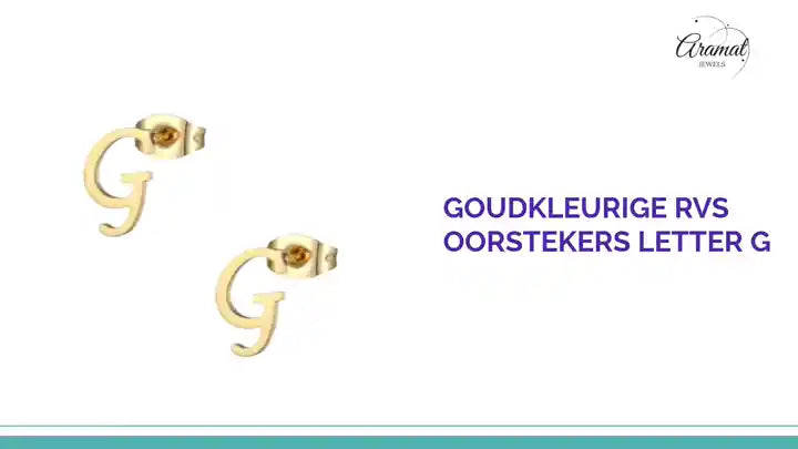 Goudkleurige RVS oorstekers Letter G by@Outfy