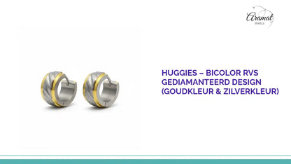 Huggies &ndash; Bicolor RVS Gediamanteerd Design (Goudkleur &amp; Zilverkleur) by@Outfy