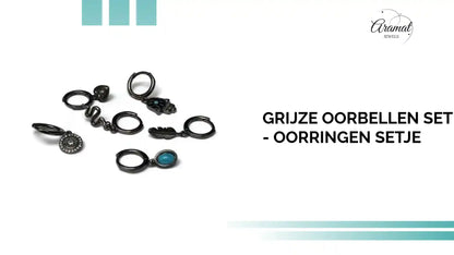 Grijze Oorbellen Set - oorringen setje by@Outfy