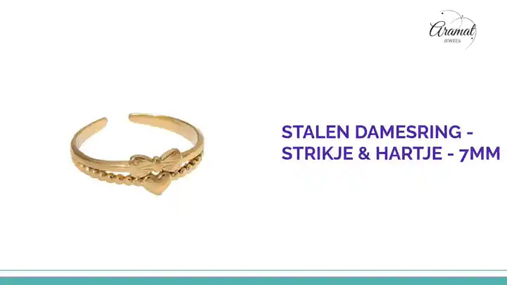 Stalen Damesring - Strikje & Hartje - 7mm by@Outfy